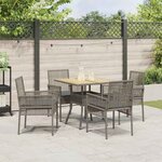 vidaXL Ensemble de salle à manger pour jardin 5 Pièces Gris Poly rotin