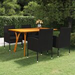 vidaXL Ensemble de salle à manger de jardin 5 Pièces Noir