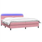 vidaXL Sommier à lattes de lit avec matelas et LED rose 180x210 cm velours