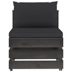 Vidaxl salon de jardin 8 pièces avec coussins bois imprégné de gris