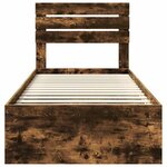 vidaXL Cadre de lit avec tête de lit Chêne fumé 75 x 190 cm Pin massif