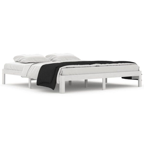 vidaXL Cadre de lit Blanc Bois massif 180x200 cm Super King