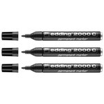 Marqueur Permanent 2000 C Multi Surface Corps Alu Noir Pointe Ronde 1 5-3 mm x 3 EDDING