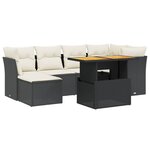 vidaXL Salon de jardin 7 Pièces avec coussins noir résine tressée