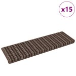 vidaXL Tapis d'escalier auto-adhésifs 15 Pièces Marron 65 x 21 x 4 cm