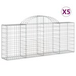 vidaXL Paniers à gabions arqués 5 Pièces 200x30x80/100 cm Fer galvanisé