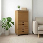 vidaXL Cabinet roulant Marron miel 53 x 39 x 103 cm Bois de Pin Massif