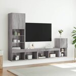 vidaXL Unités murales TV avec LED 4 Pièces gris sonoma bois d'ingénierie