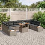 vidaXL Ensemble de canapé de jardin 11 Pièces Gris Poly rotin