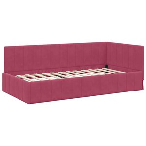 vidaXL Cadre de lit d'angle Bordeaux 90 cm x 200 cm tissu