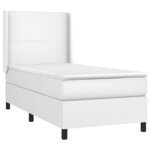 vidaXL Sommier à lattes de lit matelas LED Blanc 90x190cm Similicuir