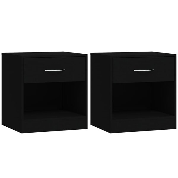 vidaXL Tables de chevet 2 Pièces avec tiroir Noir