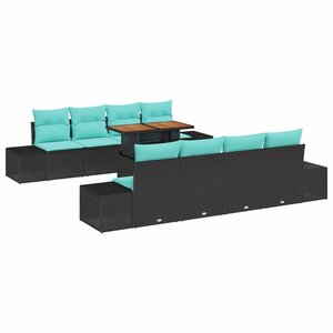 vidaXL Ensemble de canapé de jardin 9 Pièces Noir Poly rotin