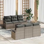 vidaXL Ensemble de canapé de jardin 7 Pièces Gris 55 x 55 x 37 cm