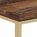 vidaXL Table console doré acier inoxydable et bois de mélèze massif