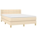 vidaXL Sommier à lattes de lit avec matelas Crème 140x190 cm Tissu