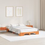 vidaXL Lit en bois massif marron ciré 120x190 cm