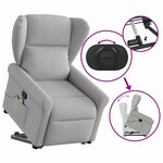 vidaXL Fauteuil de massage inclinable gris nuage tissu
