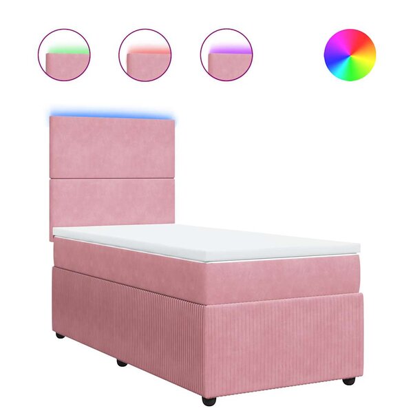 vidaXL Sommier à lattes de lit avec matelas Rose 90x190 cm Velours