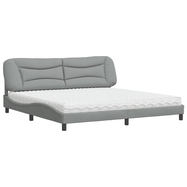 vidaXL Lit avec matelas Hvar gris clair 200x200 cm tissu