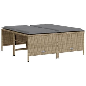 vidaXL Tabourets de jardin avec coussins lot de 4 beige résine tressée