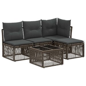 vidaXL Ensemble de canapé de jardin 5 Pièces Gris polyrotin
