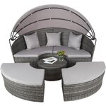 Tectake Bain de soleil rond modulable ZANZIBAR - gris