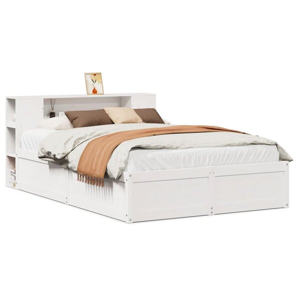 vidaXL Cadre de lit sans matelas blanc 140x190 cm bois de pin massif