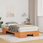 vidaXL Cadre de lit surélevé avec stockage Marron Bois massif en pin