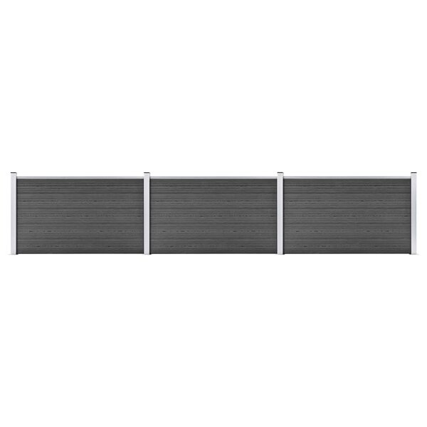 vidaXL Ensemble de panneau de clôture WPC 526x105 cm Noir