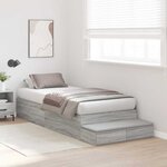 vidaXL Cadre de lit avec rangement Sonoma gris 236.5 x 80 x 31.5 cm