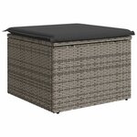 vidaXL Tabouret de jardin avec coussin gris 55x55x37 cm résine tressée