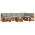 vidaXL Ensemble de canapés d'extérieur 9 Pièces Gris Naturel et Clair
