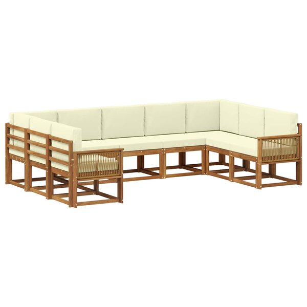vidaXL Ensemble de canapés d'extérieur 9 pc Naturel et Crème