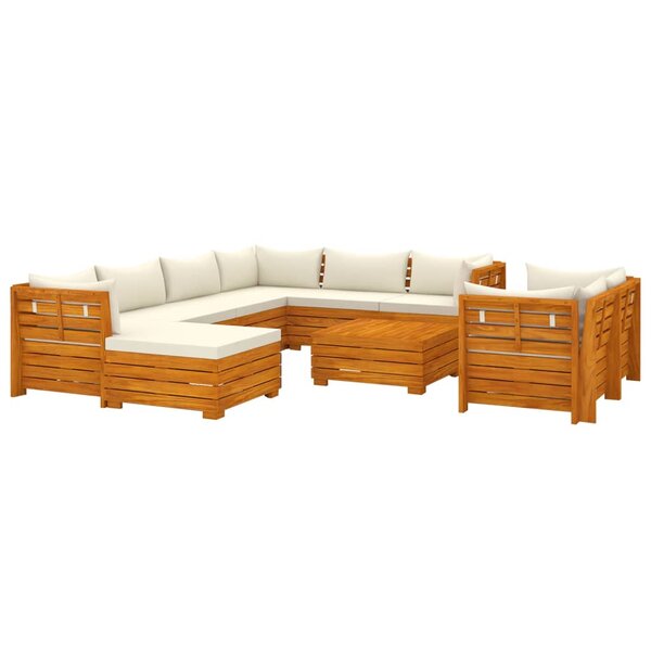 vidaXL Salon de jardin 10 Pièces avec coussins bois d'acacia solide