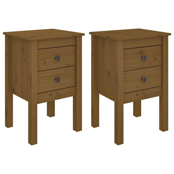 vidaXL Tables de chevet 2 Pièces Marron miel 40x35x61 5 cm Pin solide