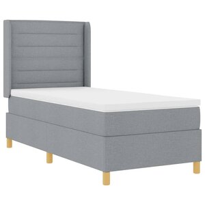 vidaXL Lit à ressorts avec matelas Gris clair 90 x 200 cm tissu