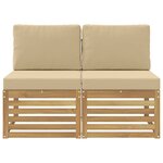 vidaXL 2 Pièce Sofa de milieu extérieur Bois d'Acacia Massif Blanc