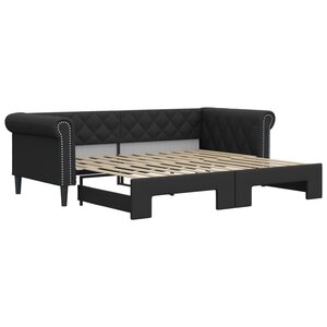 vidaXL Lit de jour avec lit gigogne noir 90x200 cm similicuir