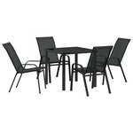 vidaXL Ensemble de salle à manger pour jardin 5 Pièces Noir