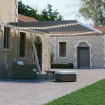 vidaXL Auvent manuel rétractable avec LED 450x300 cm Bleu et blanc