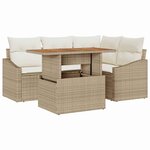 vidaXL Ensemble de canapé de jardin 5 Pièces Beige Poly rotin