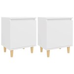 vidaXL Tables de chevet avec pieds en bois 2 Pièces Blanc 40x30x50 cm