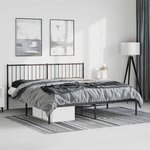 vidaXL Cadre de lit métal sans matelas avec tête de lit noir 183x213cm