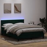 vidaXL Sommier à lattes de lit et matelas et LED vert foncé 160x220cm velours