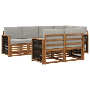 vidaXL Ensemble de canapé d'angle 6 Pièces Naturel et gris clair