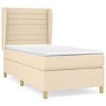 vidaXL Sommier à lattes de lit avec matelas Crème 100x200 cm Tissu