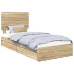 vidaXL Lit de Rangement Chêne Sonoma 100 x 200 cm Bois d'ingénierie