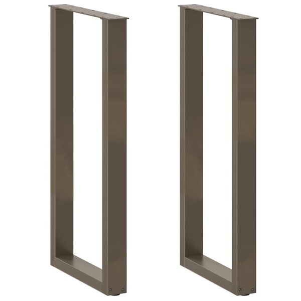 vidaXL Pieds de table de bar en forme de U  2 pièces  acier naturel  50 x (100-101) cm