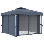 vidaXL Tonnelle avec rideau 3x3 m Anthracite Aluminium